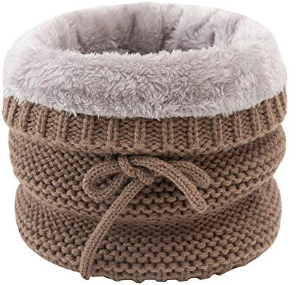 MoreChioce Winter Strick Halswärmer, Feinstrick Schal Unisex Winter Loop Schal Schlauchschal Elastisch Warm Halswärmer Fleece Innenfutter Multifunktionstuch Halstuch,Khaki