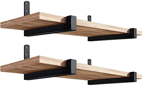4 Pezzi Staffe per Mensole a Scomparsa Reggimensola a Parete Supporti per Mensole Scaffale per Libri,Pesanti Reggi Mensola Stile Vintage,Mensola della Cucina, Capacità di Peso 40KG Nero(25cm)