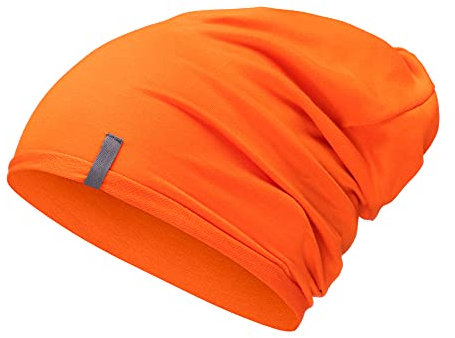 Mikos* Damen Mütze Bamboo Sommer Frühling Soft Beanie für Damen Herren Kind Mädchen Jungen Sommer Dünne Leichte Atmungsaktiv Long Slouch Beanie Chemo Kopfbedeckung(700) (Orange, S-M)