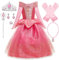 New front Costume da Principessa Aurora Abito delle Ragazze Fantasia Comunione Battesimo Vestito Principessa Bambina Festa di Halloween Compleanno Natale Carnevale Cerimonie Rosa 130