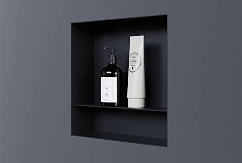 BERNSTEIN Wandnische aus Edelstahl NT303010X randlos mit Ablagefach -30 x 30 x 10 cm Einbauregal, befliesbare Wandnische mit Flexibler Einbau- Ideale Duschablage - Farbe:Schwarz