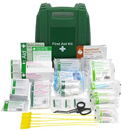 Safety First Aid Group Workplace First Aid Kit British Standard (Medium 25-100 Persons) Wall Mountable with Inspection Tags and Extra Plasters | Workplace Kit for 25-100 Persons with Inspection Tags & Extra Plasters, Wall Bracket Sold Separately