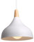 iDEGU Lustre Suspension Rétro Suspension Luminaire Moderne Style Goutte Chapeau Plafonnier E27 Métal Bois Lampe Suspension pour Chambre Salle à Manger Cuisine, Ø 20CM (Blanc 1 Pack)
