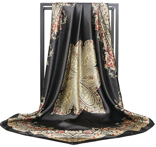 Bellette Damen Schal Halstücher Tuch Kopftuch Quadrat Bandana Halstuch Seidentuch Drucken Seide, Einheitsgröße