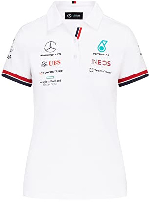 MERCEDES AMG PETRONAS Formula One Team - Offizielle Formel 1 Merchandise Kollektion - 2022 Team Polo - Weiß - Damen - L