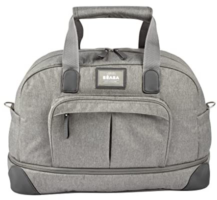 BÉABA, Wickeltasche Amsterdam II, XXL 50L Reisetasche, Abnehmbare Schultergurte, Kulturtasche, Wickelunterlage, Schmutzwäschetasche, mehrere Aufbewahrungsfächer, graumeliert