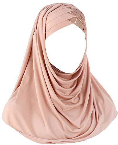 JDYaoYing Glitzer Pailletten Hijab Muslim Kopftuch Schal Islamischer Schal Lange Turban Kappe Kopfbedeckung, Pink, Einheitsgröße