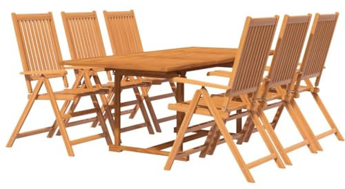 vidaXL Gartenmöbel Set 7-TLG. Gartengarnitur Sitzgruppe Gartenset Sitzgarnitur Gartentisch Esstisch Tisch Stühle Massivholz Akazie