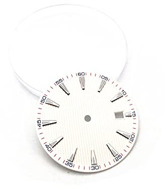 MOOKEENONE 33,5 mm Uhrwerk Zifferblatt Automatik-Uhrwerk Uhr Ersatz für NH35/NH35A, weiß, Modern