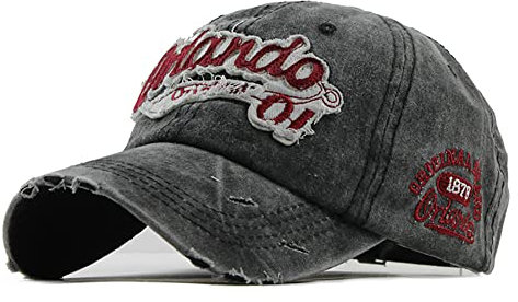 YULOONG Vintage Baseball Cap Stickerei Orlando Washed Denim Trucker Cap 100% Baumwolle Sonnenhut für Herren Damen Verstellbare Größe Schwarz
