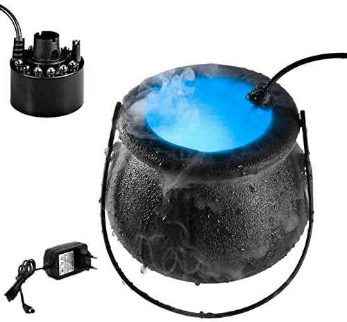 Machine à Fumée Halloween Appareil à Fumée Vapeur d'eau Chaudron de Sorciere Halloween avec Lumière LED Halloween par Déco