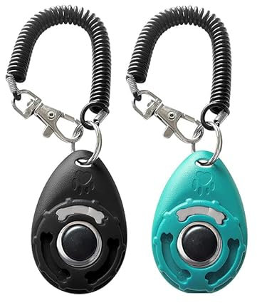 EHOTER 2 Stück Hunde Clicker Trainings-Clicker mit Handschlaufe Hundetraining Hundeerziehung Klicker mit Großem Knopf Effektive Haustier Trainings Werkzeuge für Katzen Pferde
