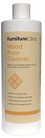 Wood Floor Cleaner - Dilutes to Make 5 Litres - Super Concentrated & Quick Drying - Infused With Orange Aroma - For All Types of Wooden Floors - 500ml