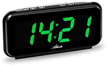 Atlanta Digitalwecker mit großer LED Leuchtanzeige 3 Alarme Nachtdimmung Stromanschluss - 2608/6 (Grüne LED)