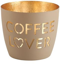 Windlicht Madras Coffee Lover Sandstone/Gold Eisen Höhe 8,5 cm