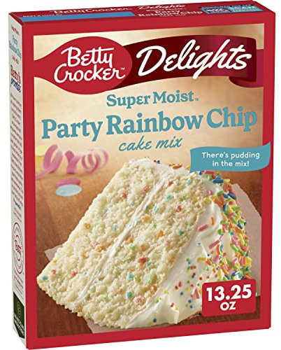 A American Food Mart Betty Crocker Delights Super Moist Party Rainbow Cake Mix 376g (13.25oz)