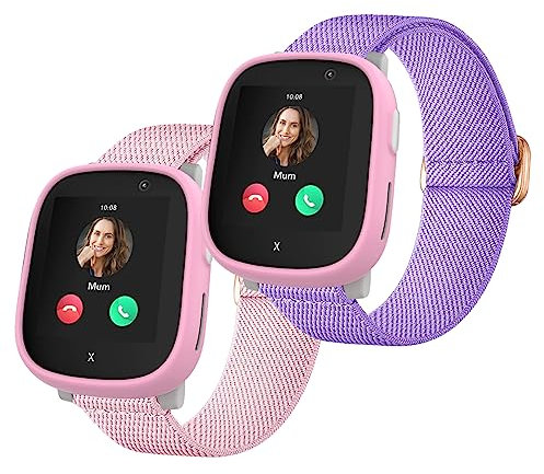 Polyjoy 2 Stück Kinder Nylon Armbänder kompatibel mit Xplora X6 Armband, Weiches, dehnbares Mädchen Jungen Ersatzbänder für Xplora X6 Play/Xplora X6 Pro