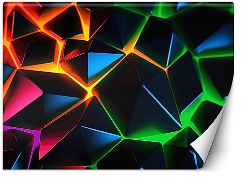 Feeby Fototapete 3D Effekt Neon 200x140 cm mehrfarbig XXL Vlies Wandtapete Tapeten Wohnzimmer Schlafzimmer Jugendzimmer Moderne Design Wandbild Wand Dekoration Gaming Teenager