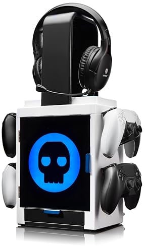 Numskull PS5-Inspired LED Light Gaming Locker, Controller Holder & Headset Stand for PS4/PS5 & Xbox Series X|S - Multiple LED Lighting Settings - Official Merchandise