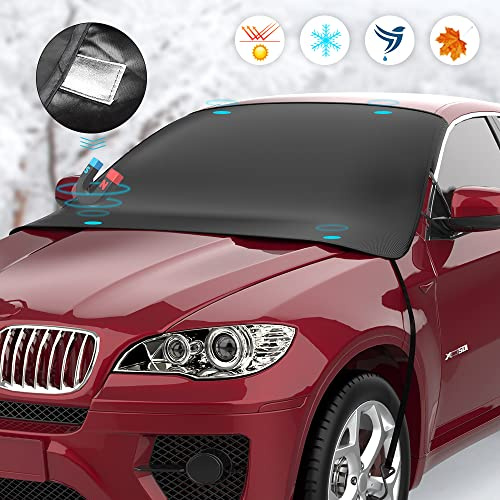 Senders Car Windscreen Cover Frost Protector Car Windshield Cover Magnetic Snow Cover Windscreen Protector Resistant Snow Frost Ice Sun UV Dust Water, Fits Most Cars SUV, 175 * 120cm