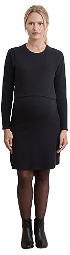 Vertbaudet Kleid mit Lageneffekt aus Rippjersey für Schwangerschaft & Stillzeit schwarz 40/42