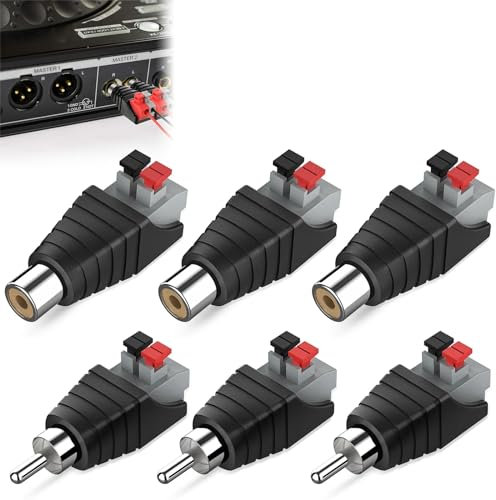 Cerioll Adaptador De Conector De Cable RCA A AV Phono, 6 Piezas Phono RCA Macho a AV, Audio Video Conector Adaptad-or, para Sistema de Cámara de Seguridad CCTV (3 Machos + 3 Hembras)