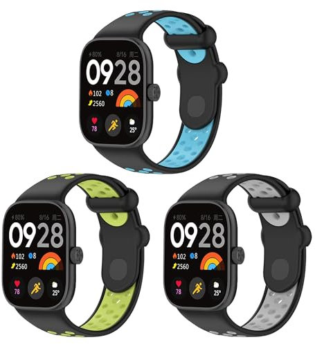 KUTEWEU Cinturino per Xiaomi Redmi Watch 4/Xiaomi Band 8 Pro Strap, Silicone Cinturino Sportivo Cinturini di Ricambio per Xiaomi Redmi Watch 4 Smartwatch (Blu Nero+Verde Nero+Grigio Nero)