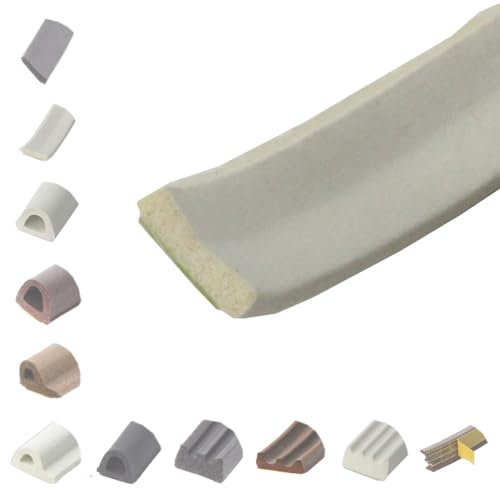 BRESKO 6-100 m Fensterdichtung Selbstklebend Dichtung Gummidichtung Epdm Türdichtung Dichtband Gummi Fenster Profil Abdichtung Dichtungsprofil (I - 8x2 mm - weiß, 50 m)