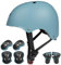 KORIMEFA Casco Infantil Equipo de Protección Patinete con Casco Adjustable Rodilleras Coderas para Bicicleta Monopatín y Deportes Extremoscon de 3 a 13 años (M, Azul Oscuro)