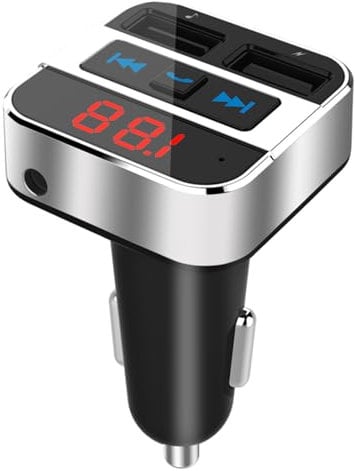 DeeprBetter Bluetooth FM Transmitter, KFZ Auto Radio Adapter Mit Freisprecheinrichtung, 2 USB Ladegerät Häfen (5V/3.1A) für Schnelles Sicheres Laden, 3.5mm AUX Kabel