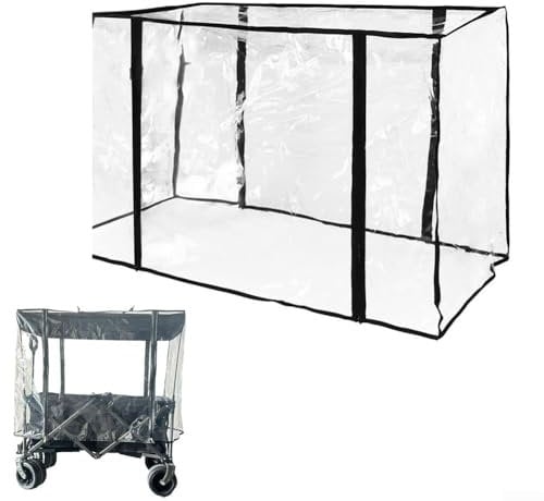 Camping Trolley Rain Cover, Folding Cart Rain Cover, PVC Transparent Rain Cover, Garden Picnic Wagon Stroller Cart Waterproof Cover