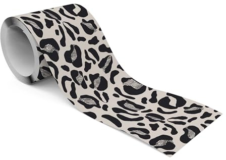 Muralo Bordüre Selbstklebend, Leopardenmuster, Wandbordüre - 10x300 cm | Tapetenbordüre, Modernes Design, UV-beständig, halbmatt, glatt und abriebfest - ideal für Wohnzimmer und Schlafzimmer