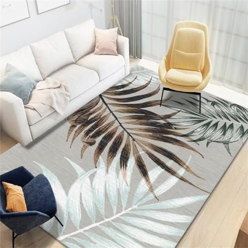 RUGMRZ Günstig TeppichTeppich Ornament küchenteppiche 300x400CM Teppiche Für Wohnzimmer grauWeicher, Rutschfester Teppich mit großem Blattmuster esstisch groß