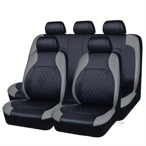 XLKWNNAD Auto Sitzbezüge Sets Für Toyota Corolla Cross Hybrid 2023 2024, Leder Allwetter Vorne und Hinten Wasserdicht Atmungsaktiv Schonbezüge Sitzschoner Innenraum Zubehör,B/Grey