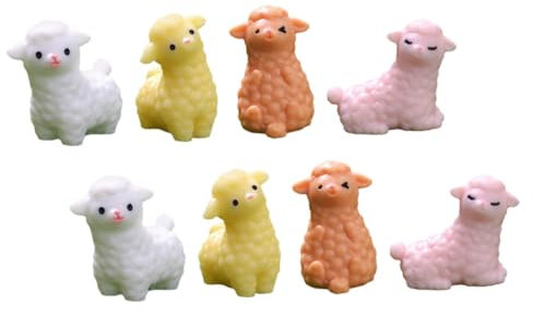 ORFOFE 8 Kleine Lama Figuren aus Kunstharz für Garten und Mikrolandschaft