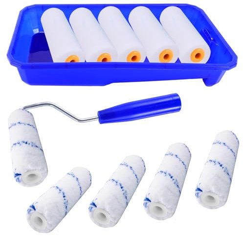 12pcs Paint Roller Set, Paint Roller with Paint Tray, Mini Roller Foam Roller Paint, Wall Paint Brush Set for Walls Ceilings and Furniture Painting