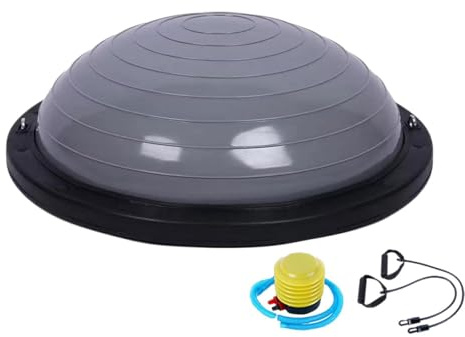 Harilla Balance-Ball, Yoga-Ball, Halbkugel-Fitness-Ball, rutschfeste Basis, Balance-, halber Gymnastikball für das Heim-Fitnessstudio, Gymnastiksport, Grau