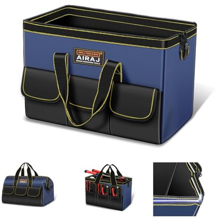 AIRAJ Werkzeugtasche, 35,6 cm, tragbare Werkzeug-Aufbewahrungstasche, breite Öffnung, Werkzeugtaschen für Damen und Herren, kleine Werkzeugtasche, Werkzeug-Organizer für Reparaturen zu Hause, Garage,