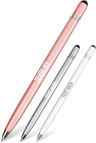 Jolis Papiers Stylo Personnalisé Design PenTouch 2 en 1 avec stylet pour écrans de téléphone et tablettes. Marque française. Étui offert. Rétractable. (Rose Gold,1)