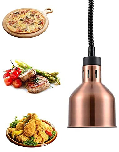 SmPinnaA Hängende Wärmelampe Für Lebensmittel, Einziehbare Wärmelampe Für Lebensmittel An Der Decke, Mit 25 cm Großem Lampenschirm Und Verstreuten Belüftungsöffnungen, Für Buffet, Küche, Re