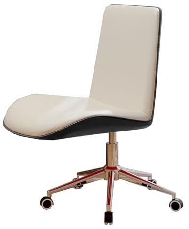 Sedia da gaming senza braccioli, con ruote, girevole, con schienale beige, A