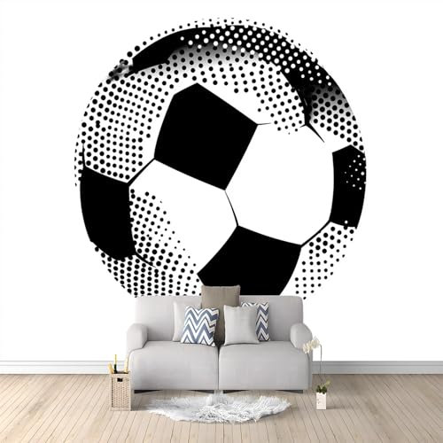 Fußballlogo Schwarze Punkte Vlies Tapeten Wandtapete Schwarz Und Weiß Muster 3D Wandbild Wohnzimmer Wanddekoration Fototapete 3D Tapete Effekt 200x140 cm