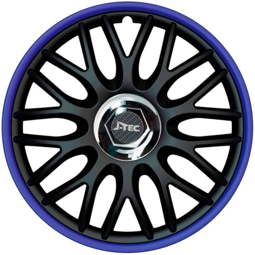 Radkappen 14 Zoll 4er-Set, Radzierblenden Schwarz-Blau für Stahlfelgen | Passend für viele Modelle von VW, Opel, Ford, Fiat, Renault, Peugeot, Citroën & Toyota mit 14 Zoll Stahlfelgen