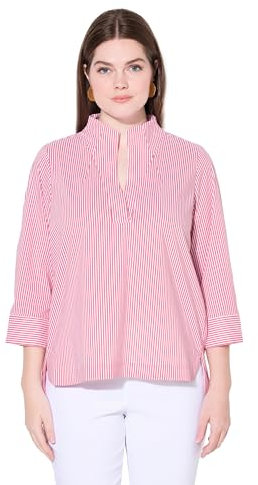 Ulla Popken Kelchkragen Tunika Gestreift Tunica a Righe con Colletto a Calice, Rosa, 20-22 Donna