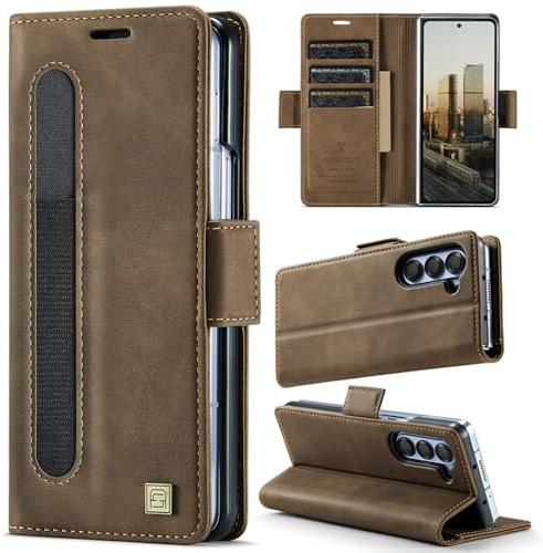 XKchatpt Brieftaschenhülle für Samsung Galaxy Z Fold 5, PU-Lederhülle mit Stifthalter, Handyhülle mit [RFID-Blockierung][3 Kartenhalter] Stoßfeste Schutzhülle für Samsung Galaxy Z Fold 5(Braun)