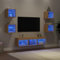 UTSRABFA 7-TLG. Wohnwand mit LED-Beleuchtung Sonoma-Eiche Holzwerkstoff Tv Cabinet for Living Room Tv Schrank Tv Board Wohnzimmer Schrank für Eingang Esszimmer Arbeitszimmer Schlafzimmer