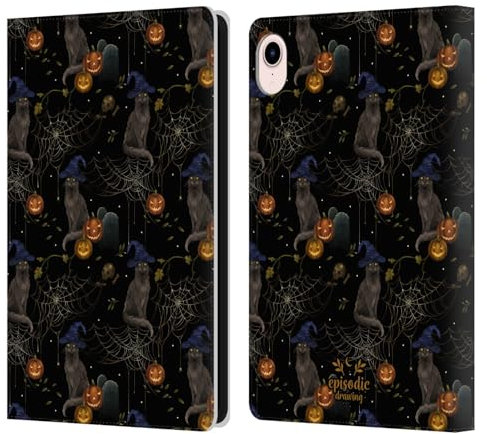 Head Case Designs Licenza Ufficiale Episodic Drawing Cappello di Halloween per Gatti Schemi Spaventosi Custodia Portafoglio in Pelle Compatibile con Apple iPad Mini (2021/2024)