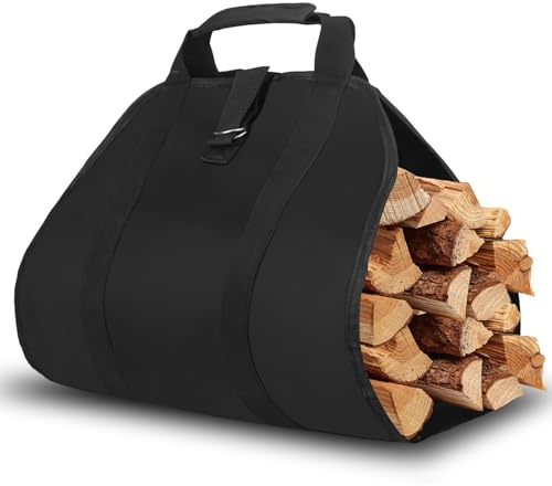 YOMKILU Borsa per Legna da Ardere, 600D Oxford Borsa di Stoccaggio in Legno, impermeabile Strato Interno in pvc, Portatile Pieghevole con Maniglie, Porta Legna per Camino, Stufe, Campeggio