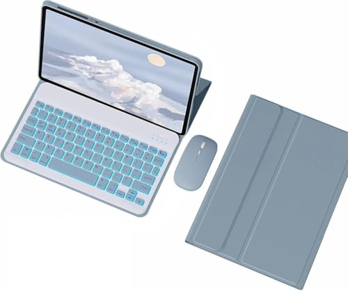 Bueuwe Funda con Teclado para Redmi Pad 2 2025, retroiluminación de 7 Colores, Teclado inalámbrico magnético extraíble,Azul