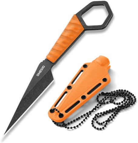Omesio S-FC05 Neck Knife EDC Messer 5CR13MOV Stahl 6,8cm Klinge | Kompaktes Halsmesser mit ABS Griff und Halskette, feststehendes EDC Messer für Camping, Wandern und Outdoor Aktivitäten